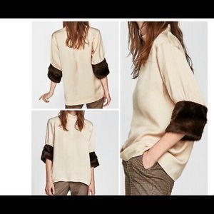 Zara Faux Fur Cuff Top